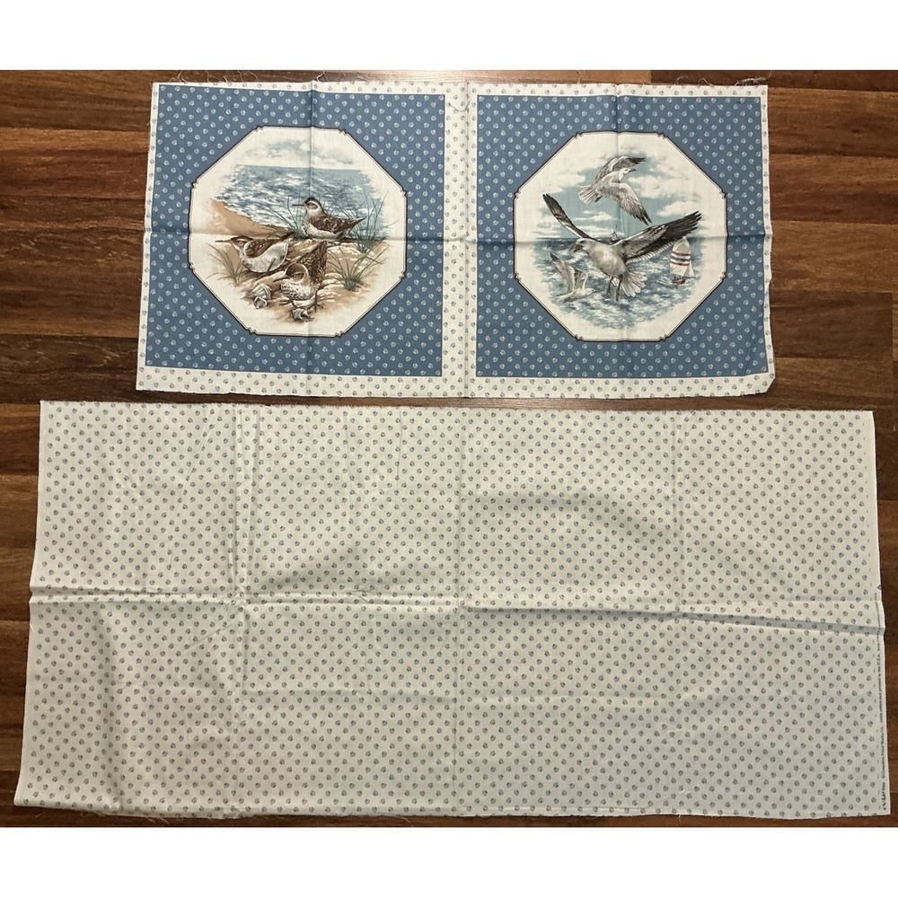 VIP Cranston Print SHOREBIRDS 2 Pillow Panels + 21in X 44in Coordinating Fabric